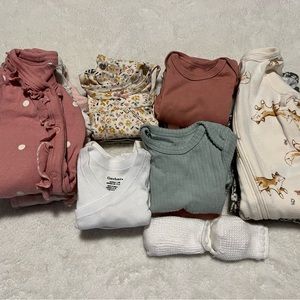 Clothes for a newborn girl.